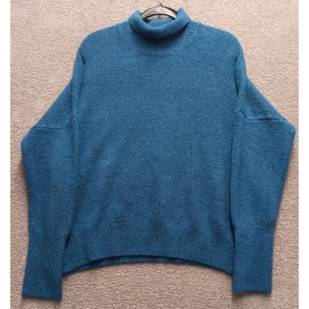 Knit Mix‎ Teal Blue Turtleneck Sweater Women's Size L Relaxed Fit Soft  Knit